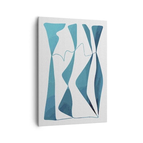 Cuadro sobre lienzo - Impresión de Imagen - Formas abstractas en tonos azules sobre un fondo blanco. - 50x70cm - Abstracción: un compuesto turquesa - Decoración de pared moderna para salón y dormitorio ARTTOR