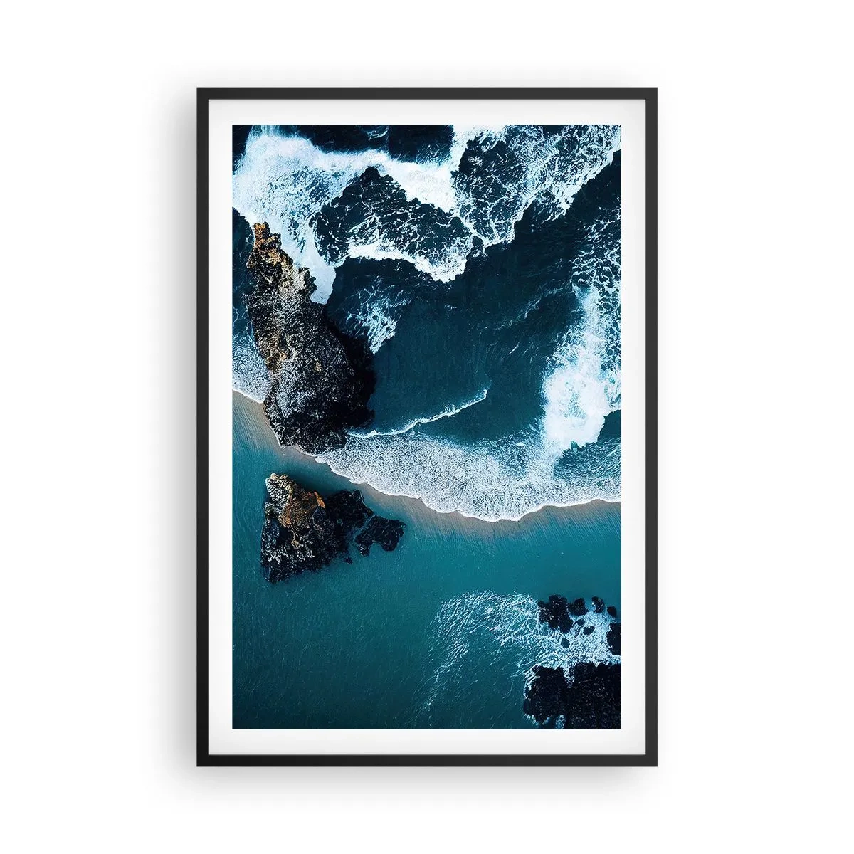 Póster en marco negro - Rodeadas por las olas - 61x91 cm