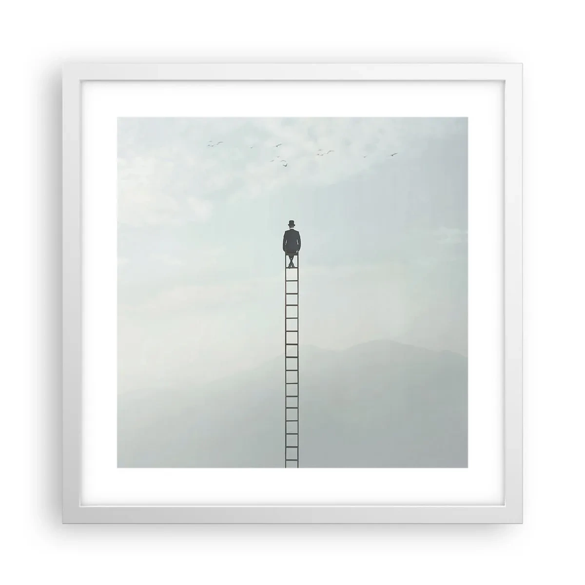 Póster en marco blanco - Hacia lo más alto - 40x40 cm