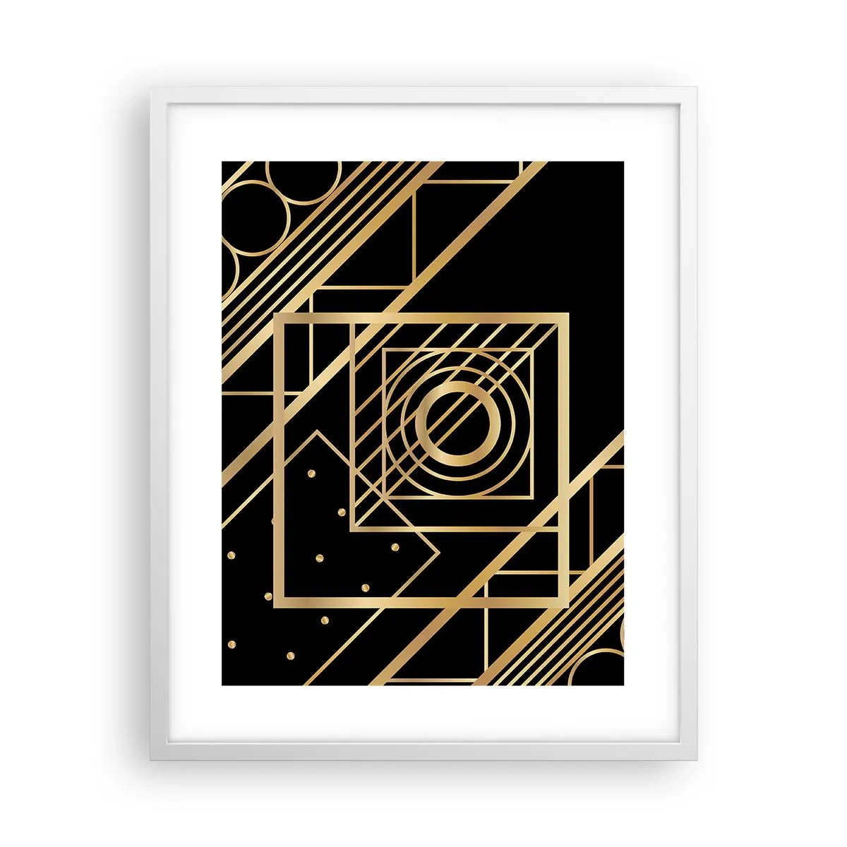 Póster en marco blanco - Geometría dorada - 40x50 cm