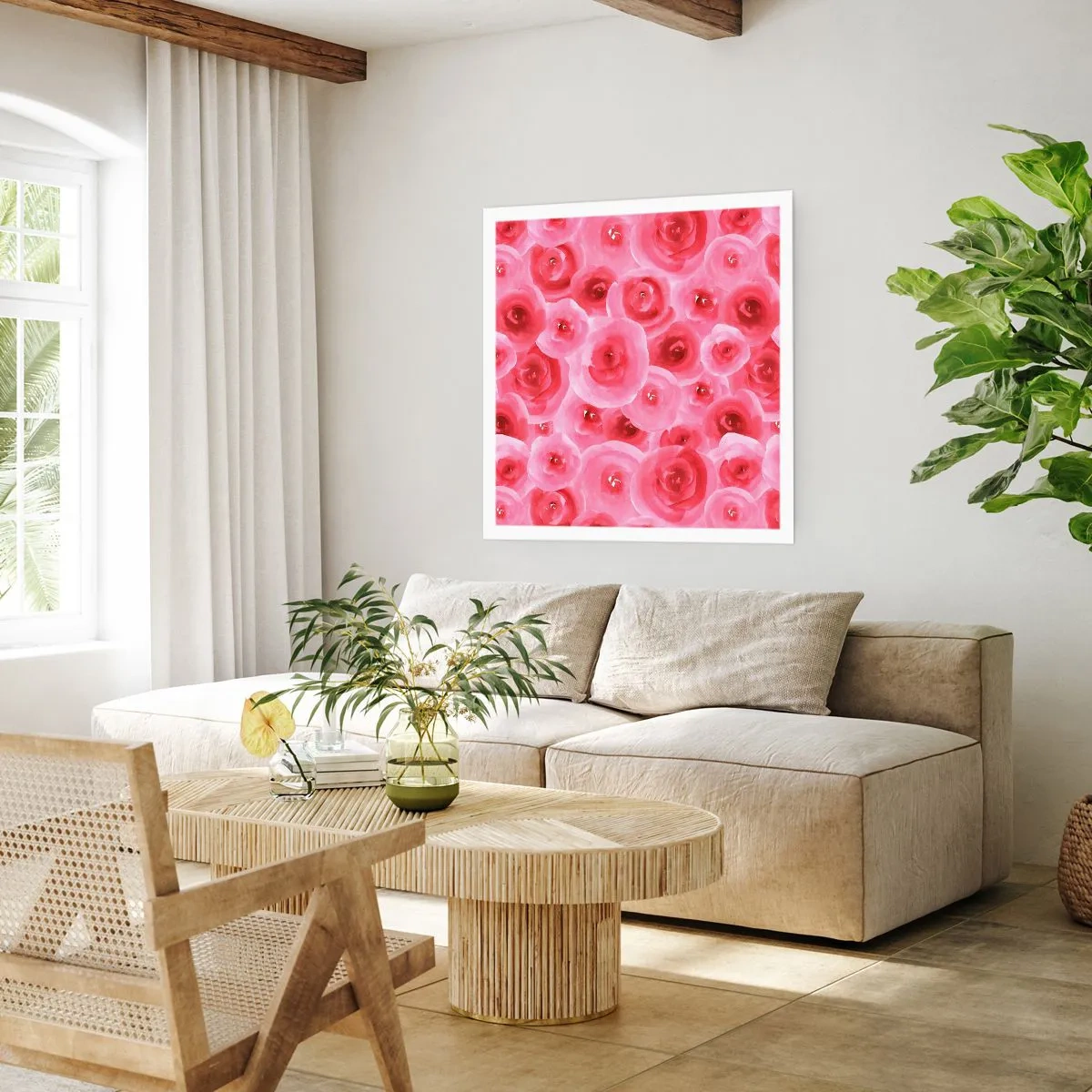 Póster - Rosas abajo y arriba - 40x40 cm