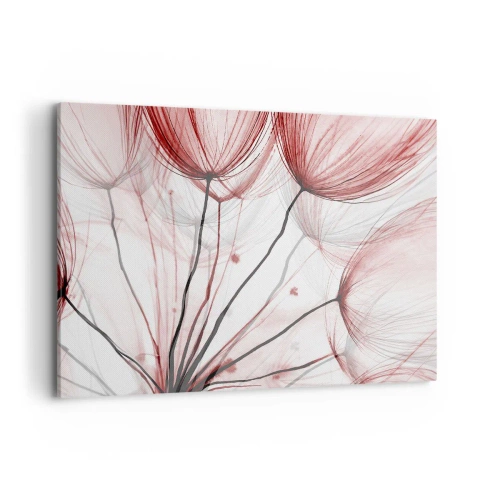 Cuadro sobre lienzo - Impresión de Imagen - Delicadas flores en tonos rojos sobre un fondo claro. - 120x80cm - Antes de partir - Decoración de pared moderna para salón y dormitorio ARTTOR