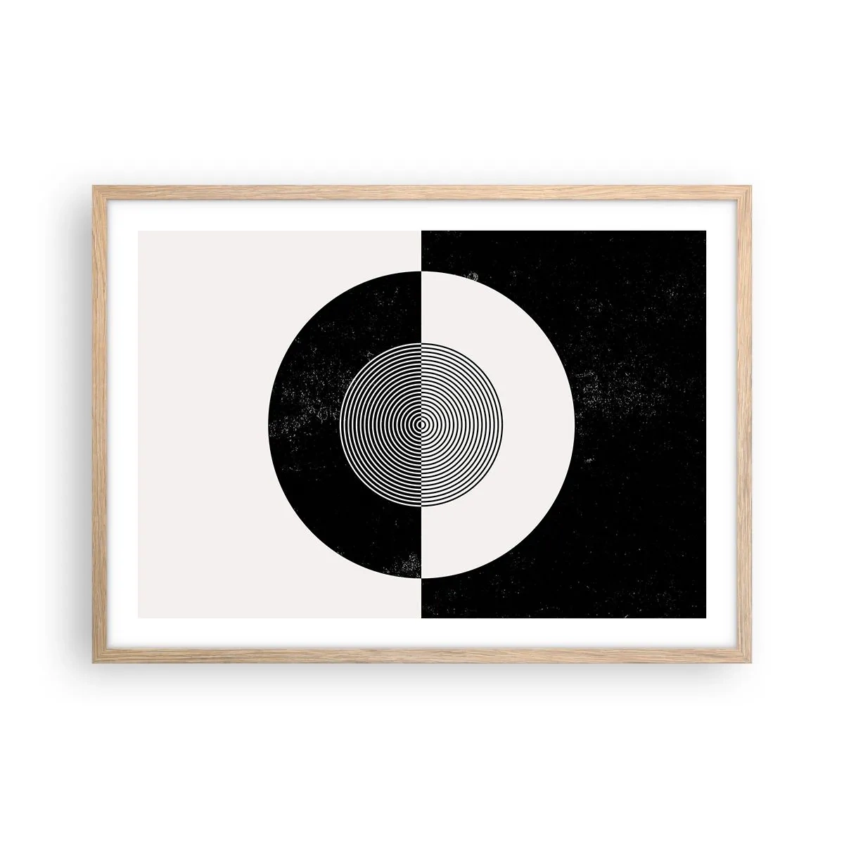 Póster en marco roble claro - Armonía en blanco y negro - 70x50 cm
