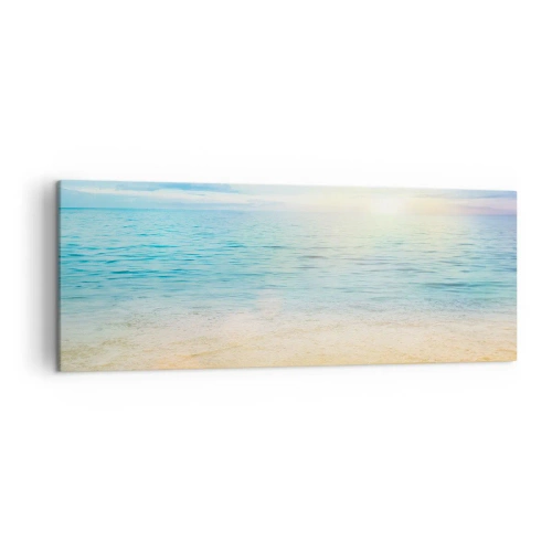 Cuadro sobre lienzo - Impresión de Imagen - Una playa con mar turquesa y cielo despejado. - 140x50cm - Gran cielo azul - Decoración de pared moderna para salón y dormitorio ARTTOR