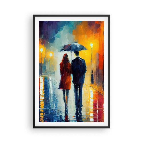 Póster en marco negro - Juntos en una noche llena de color - 61x91 cm