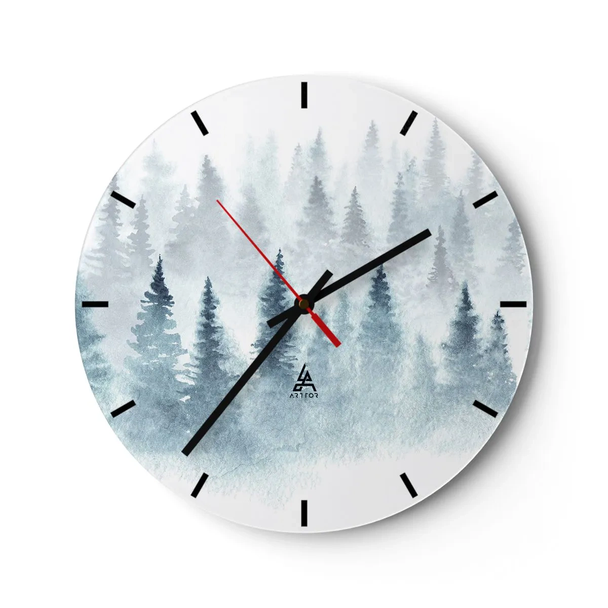 Reloj de pared - Reloj de vidrio - Envuelto en la niebla - 40x40 cm