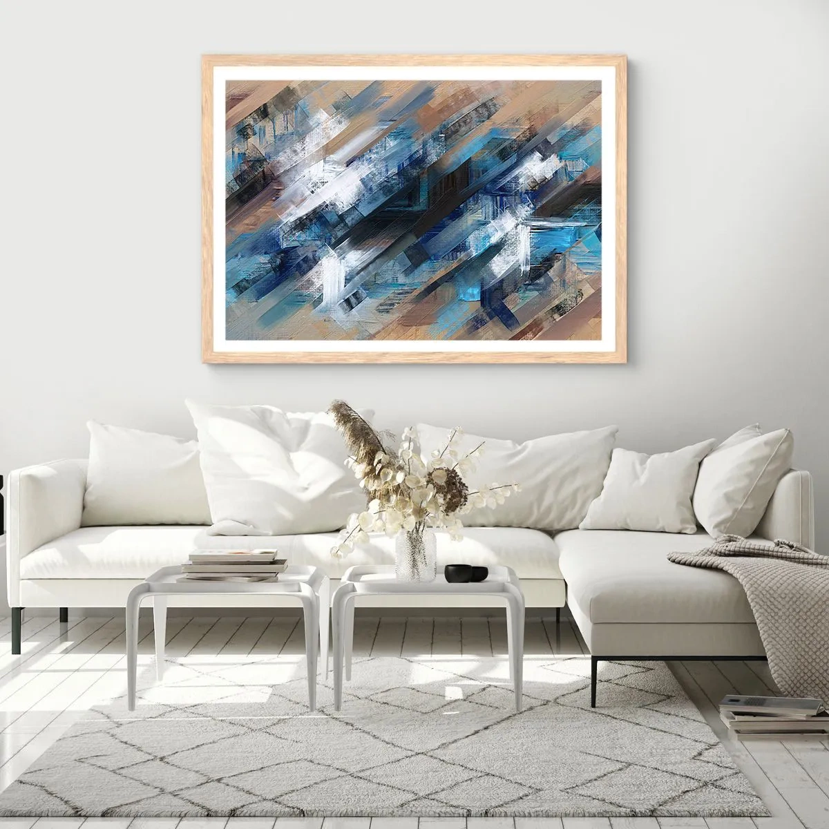 Póster en marco roble claro - En una inclinación azul - 40x30 cm