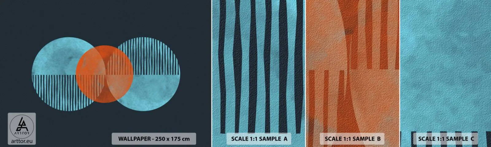 Muestra de fotomural autoadhesivo Deluxe Sticker - Composición simétrica - Abstracción, Pedazo, Patrón geométrico - 100x30 cm