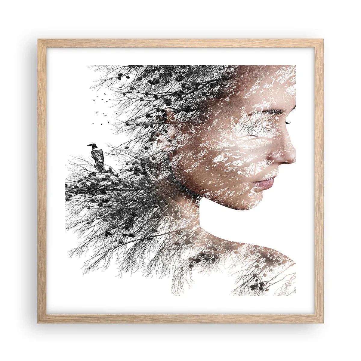 Póster en marco roble claro - Espíritu del bosque - 50x50 cm