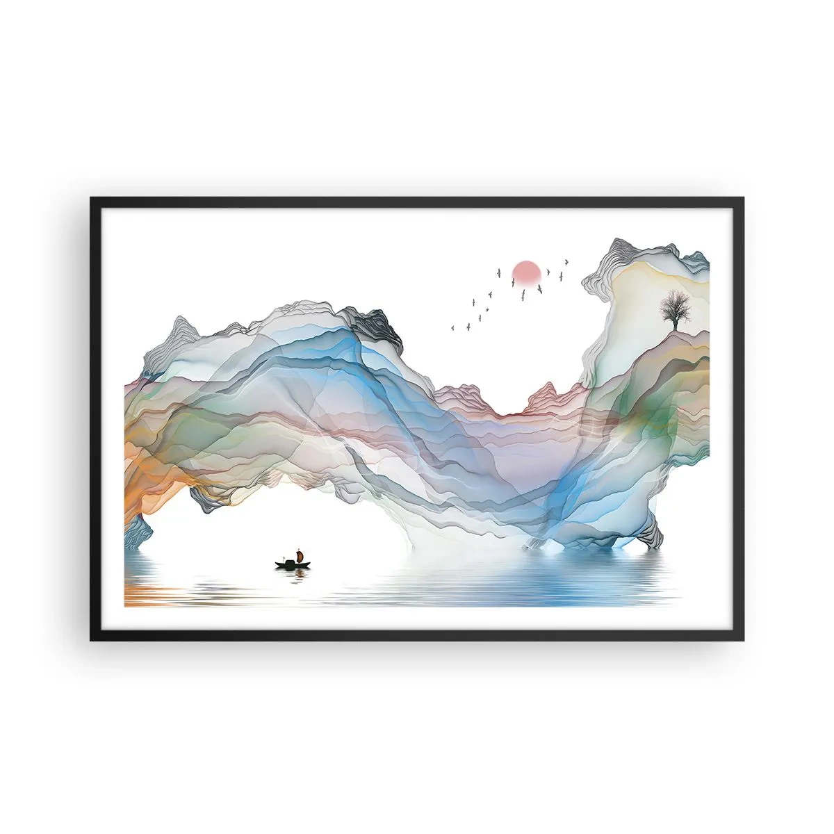Póster en marco negro - Hacia las montañas de cristal - 91x61 cm
