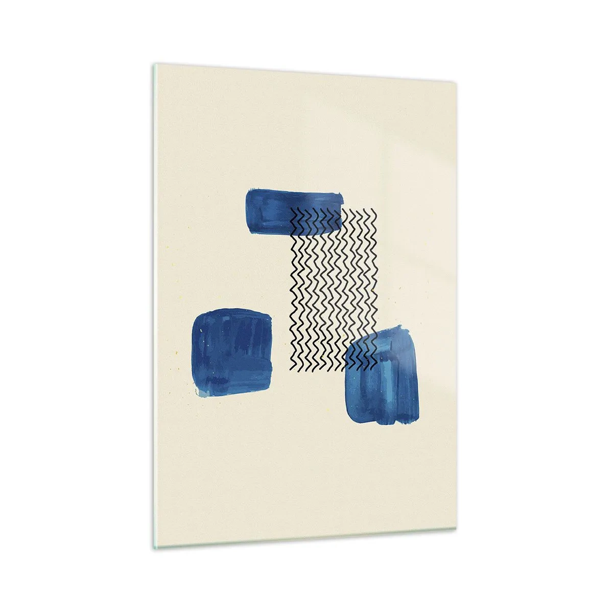 Cuadro sobre vidrio - Impresiones sobre Vidrio - Abstracción moderna con acentos azules. - 50x70cm - Un cuarteto abstracto - Decoración de pared moderna para salón y dormitorio ARTTOR