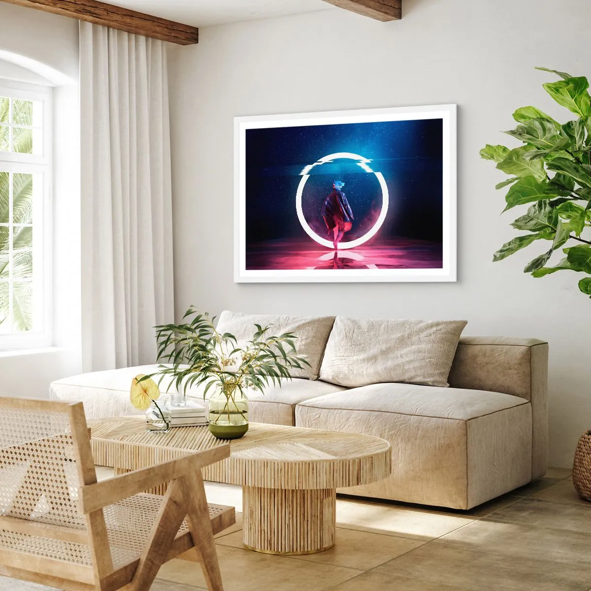 Póster en marco blanco - Entre mundos - 70x50 cm