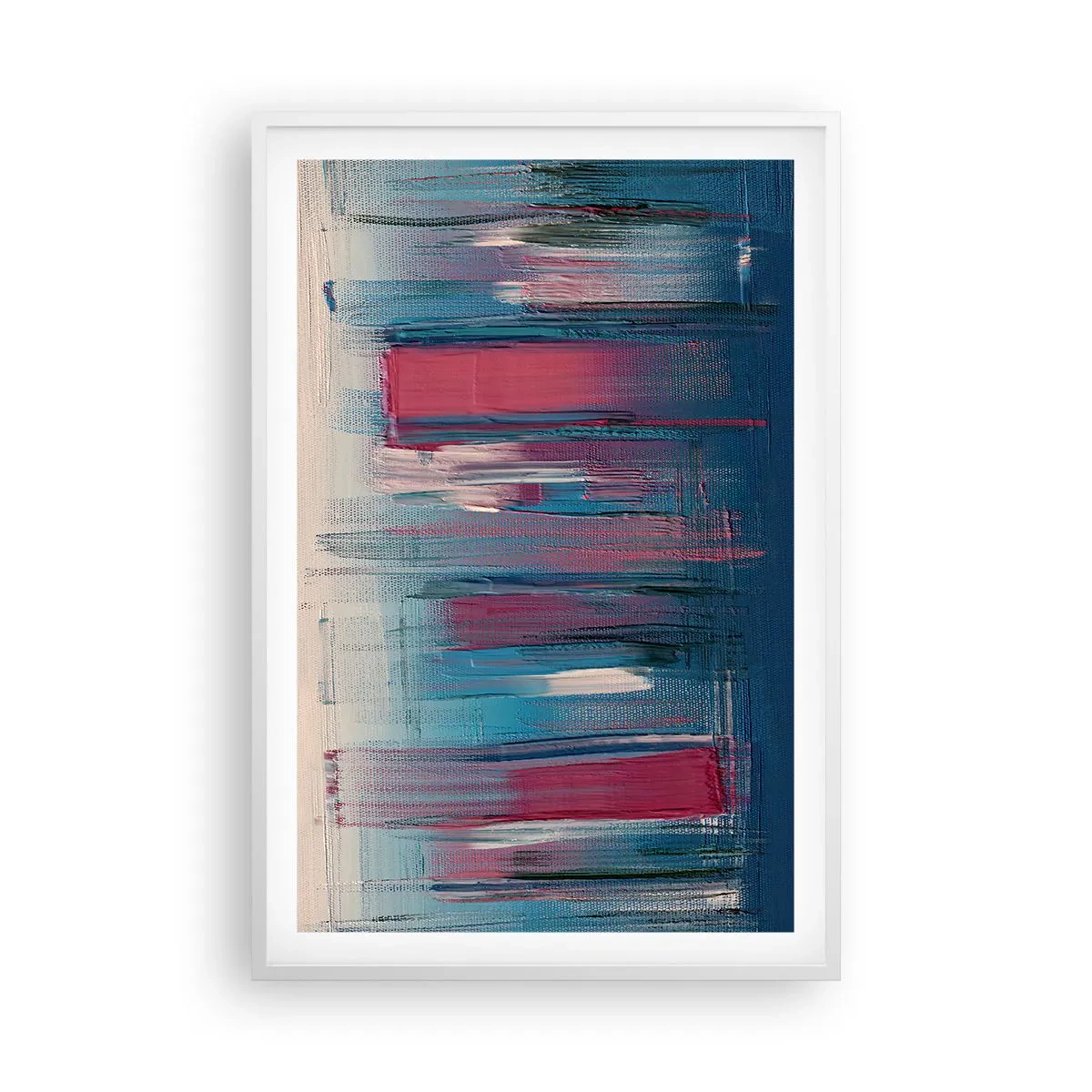 Póster en marco blanco - Composición vertical en azul y rojo - 61x91 cm