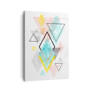 Cuadro sobre lienzo - Impresión de Imagen - Patrones geométricos coloridos sobre un fondo blanco - 50x70cm - Un juego geométrico - Decoración de pared moderna para salón y dormitorio ARTTOR
