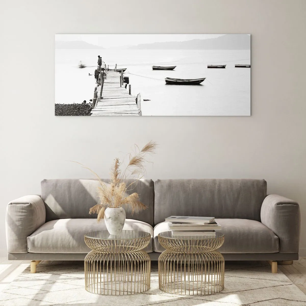 Cuadro sobre vidrio - Impresiones sobre Vidrio - Junto al agua tranquila y clara - 90x30 cm