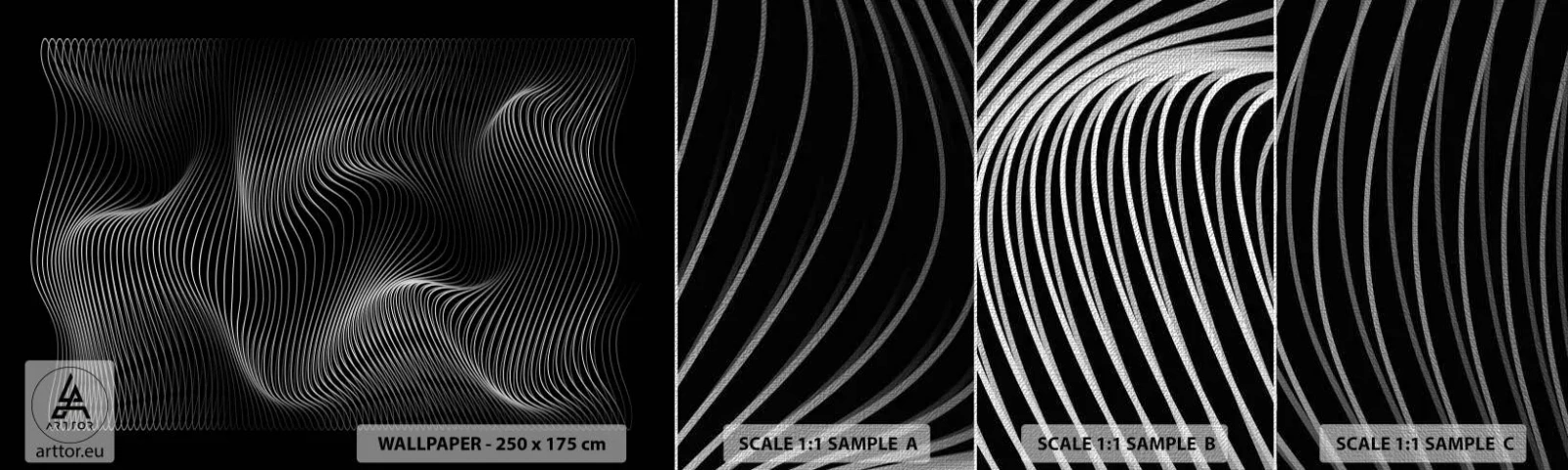 Muestra de fotomural Premium Canvas - La danza de la luz en el espacio - 3D, Líneas, Moderno - 100x30 cm