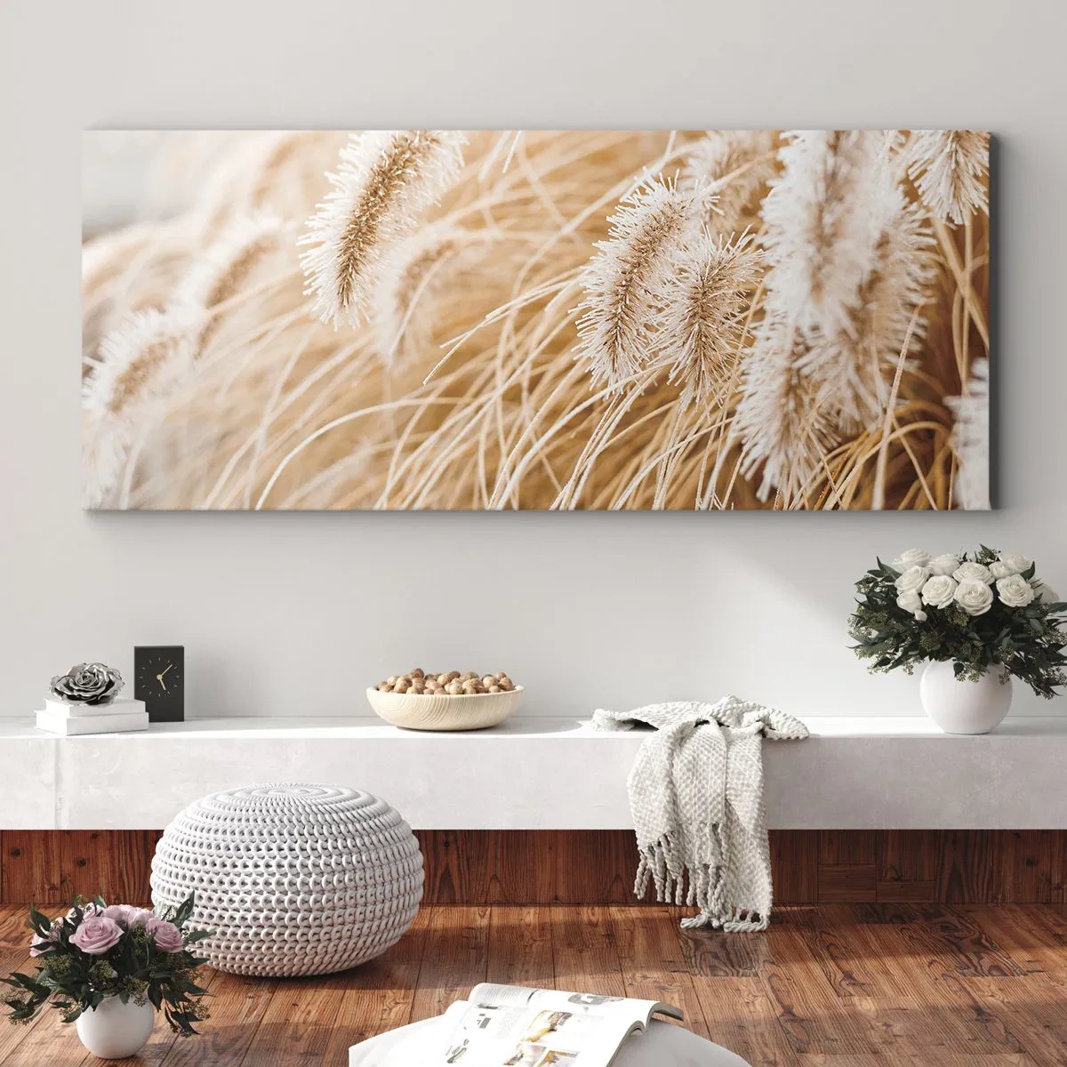 Cuadro sobre lienzo - Impresión de Imagen - El dorado susurro de las hierbas - 100x40 cm