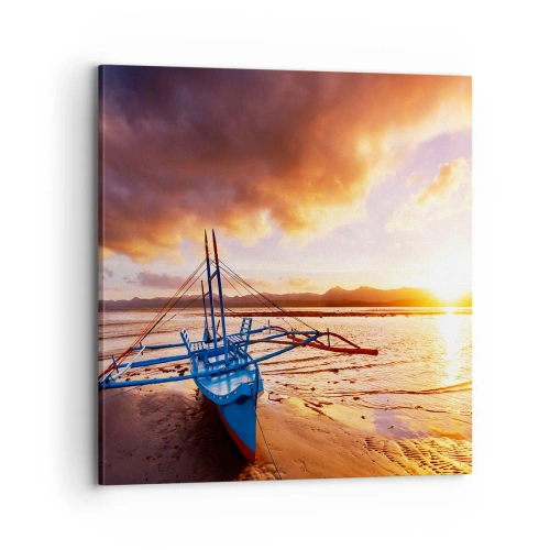 Cuadro sobre lienzo - Impresión de Imagen - Después de un largo día, relájate en la arena - 70x70 cm