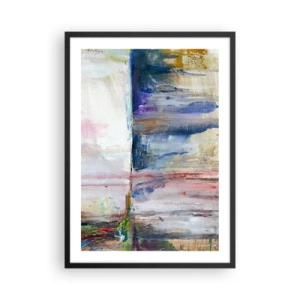 Póster en marco negro - Una composición abstracta en tonos azul, beige y rosa. - 50x70cm - Impresiones y asociaciones de colores - Decoración de pared moderna para salón y dormitorio ARTTOR