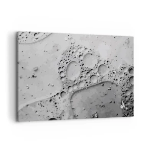 Cuadro sobre lienzo - Impresión de Imagen - Patrón de burbujas en blanco y negro en un estilo minimalista. - 120x80cm - Rastro espumoso - Decoración de pared moderna para salón y dormitorio ARTTOR