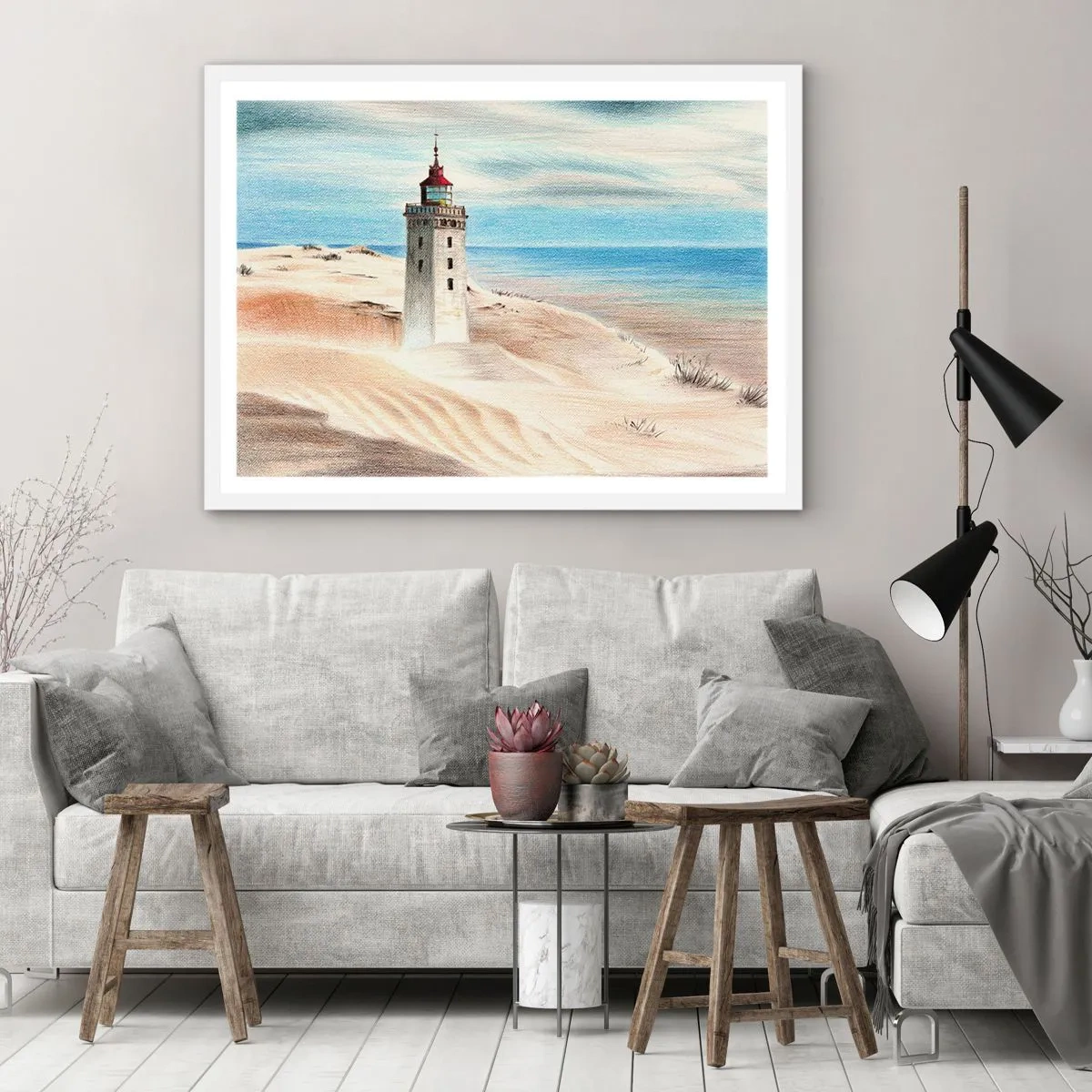 Póster en marco blanco - Siempre mirando al mar - 50x40 cm