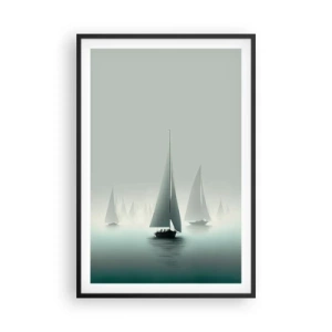 Póster en marco negro - Día de niebla en alta mar - 61x91 cm