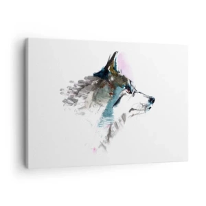 Cuadro sobre lienzo - Impresión de Imagen - Lobo de acuarela en estilo minimalista. - 70x50cm - Habla del lobo si lo ves - Decoración de pared moderna para salón y dormitorio ARTTOR