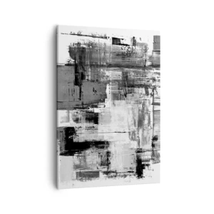 Cuadro sobre lienzo - Impresión de Imagen - Composición abstracta en blanco, negro y gris. - 50x70cm - El gris es hermoso - Decoración de pared moderna para salón y dormitorio ARTTOR