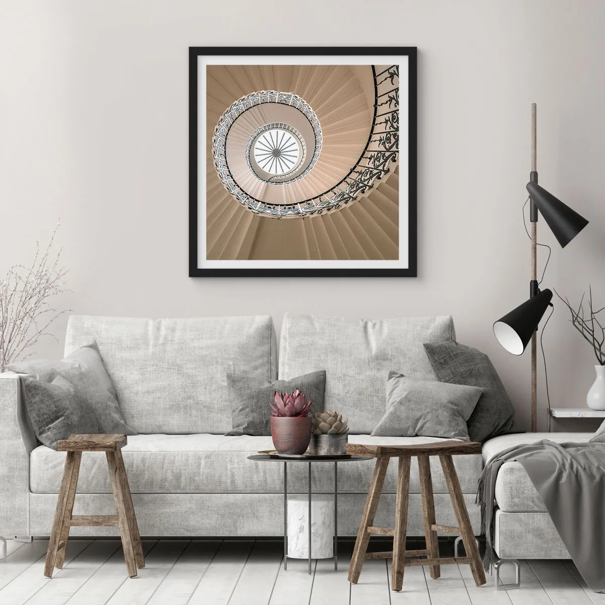 Póster en marco negro - En el interior de una concha - 30x30 cm