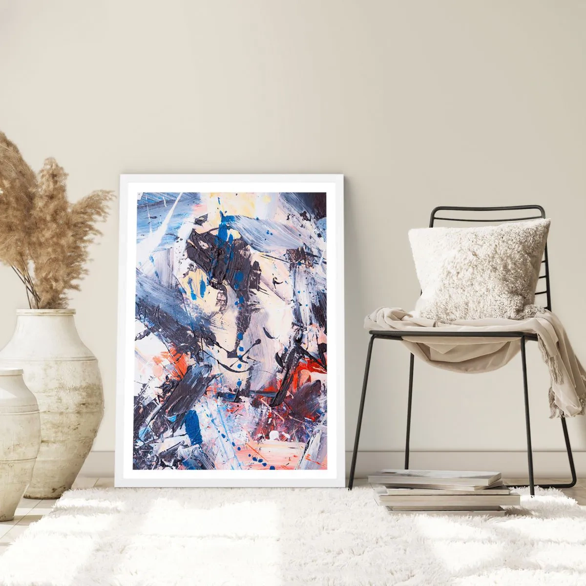 Póster en marco blanco - Danza loca de la abstracción - 50x70 cm