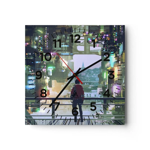 Reloj de pared - Reloj de vidrio - Dos mundos - 40x40 cm
