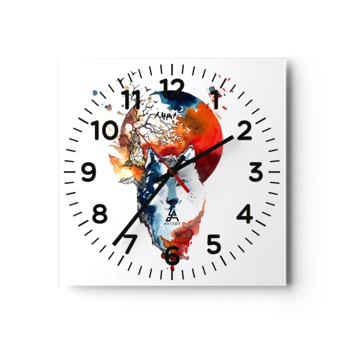 Reloj de pared - Reloj de vidrio - El acecho nocturno - 30x30 cm