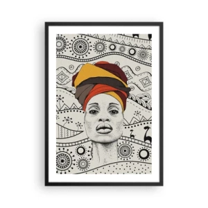Póster en marco negro - patriarca africano - 50x70cm - Retrato africano - Decoración de pared moderna para salón y dormitorio ARTTOR