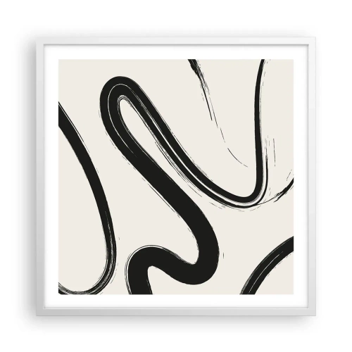 Póster en marco blanco - Fantasía en blanco y negro - 60x60 cm