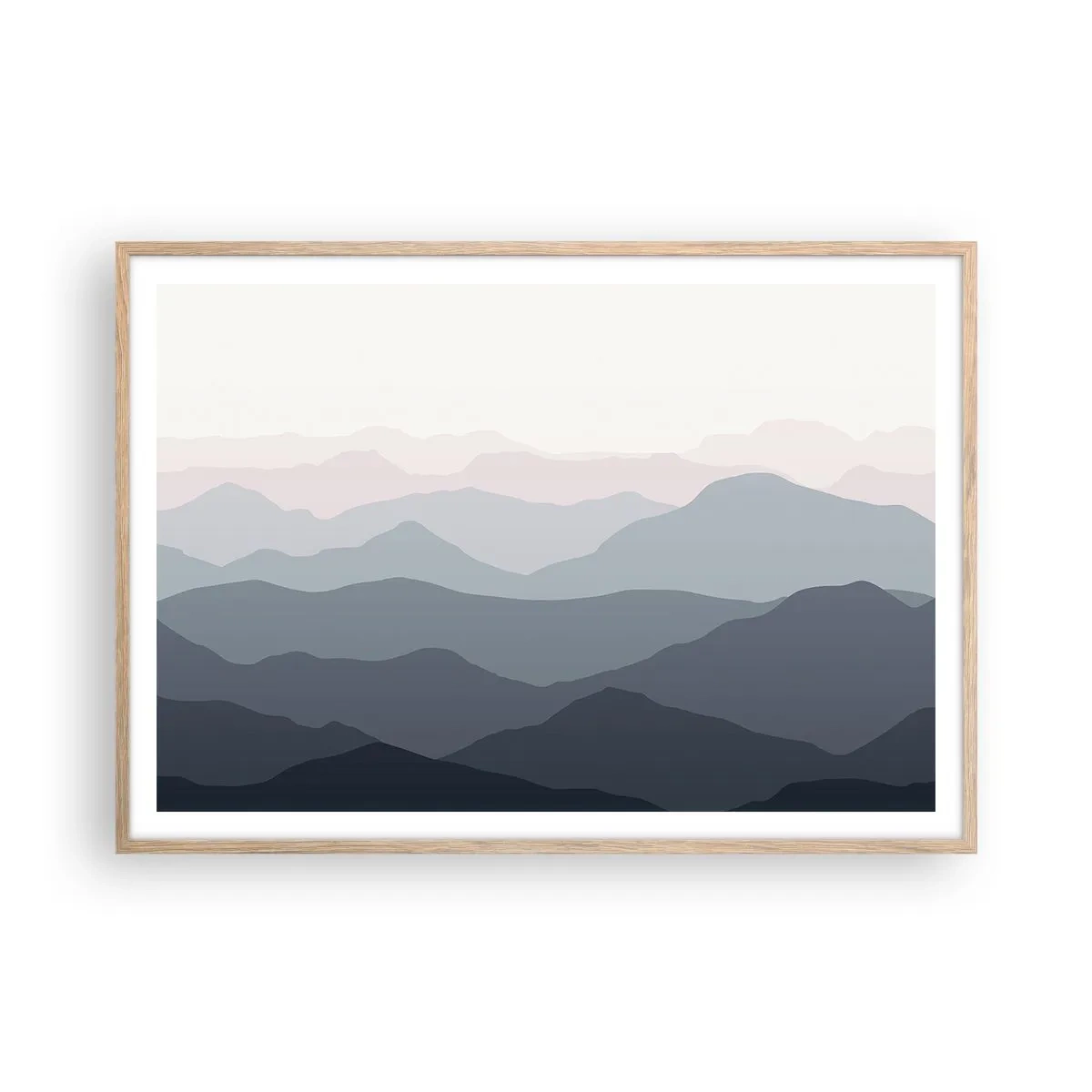 Póster en marco roble claro - Cordilleras a la vista - 100x70 cm