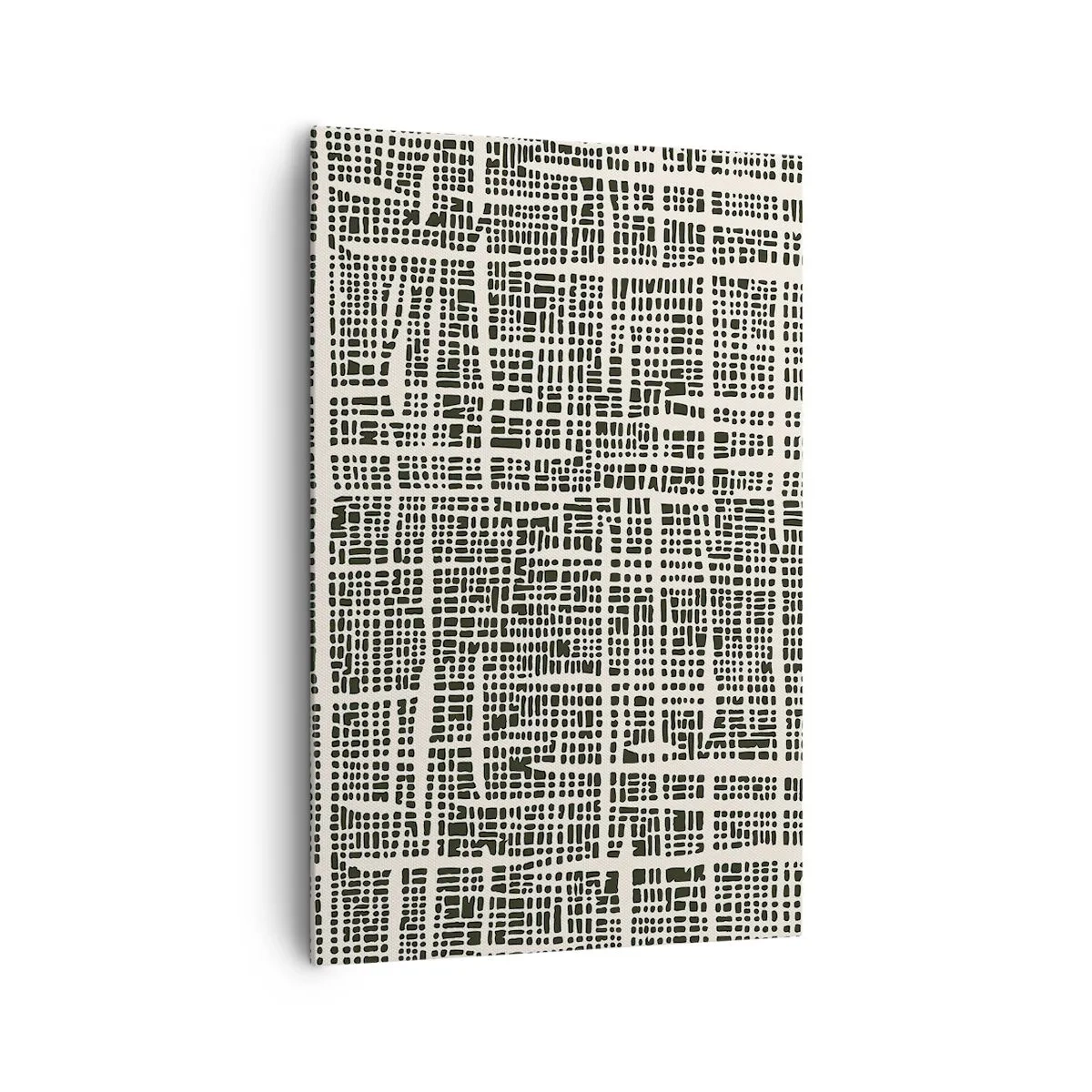 Cuadro sobre lienzo - Impresión de Imagen - Un patrón geométrico que se asemeja a una cuadrícula sobre un fondo claro. - 80x120cm - Composición del tejido - Decoración de pared moderna para salón y dormitorio ARTTOR