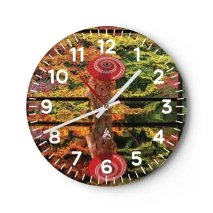 Reloj de pared - Reloj de vidrio - En un templo de la naturaleza - 30x30 cm