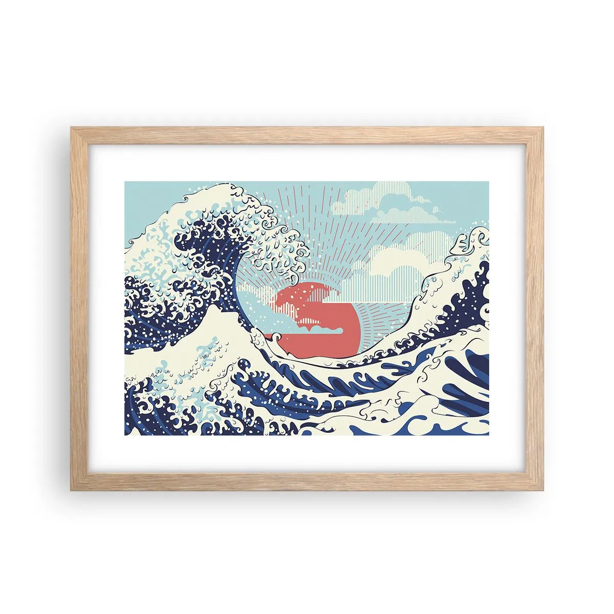 Póster en marco roble claro - De inspiración japonesa - 40x30 cm