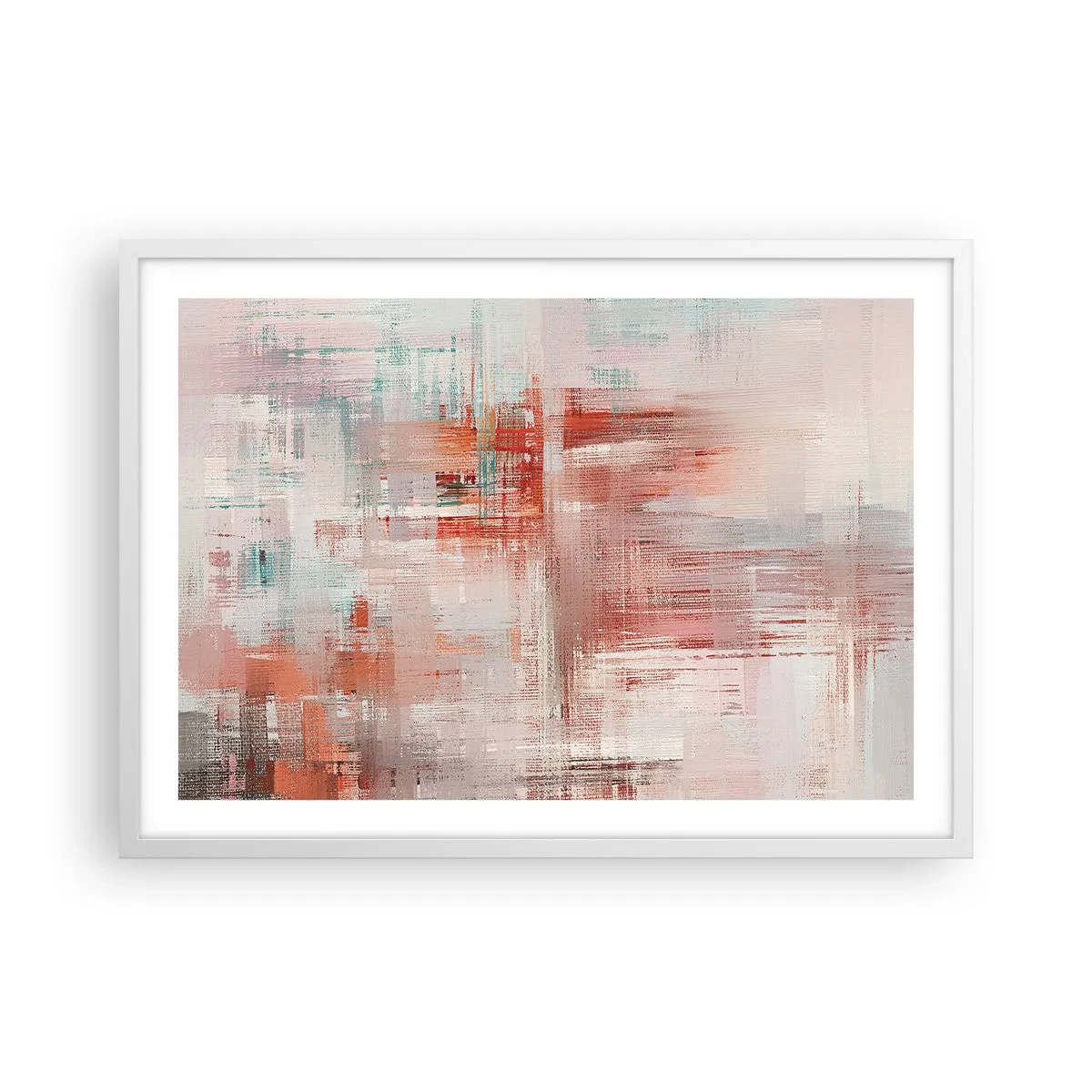 Póster en marco blanco - Niebla rosa - 70x50 cm