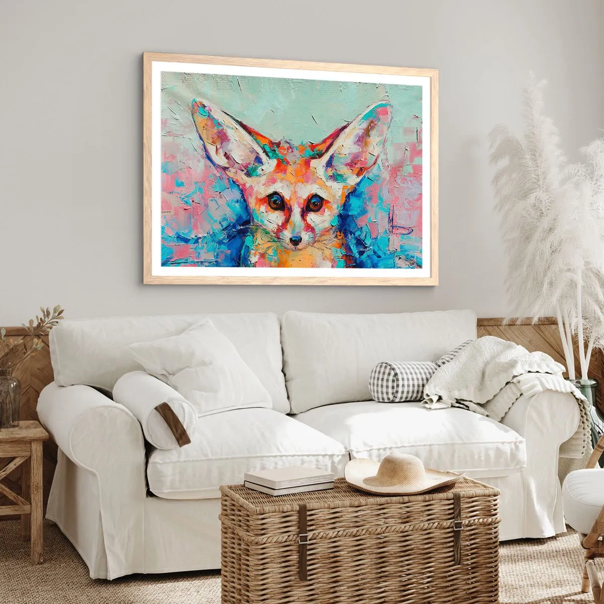 Póster en marco roble claro - Mirada penetrante - 40x30 cm