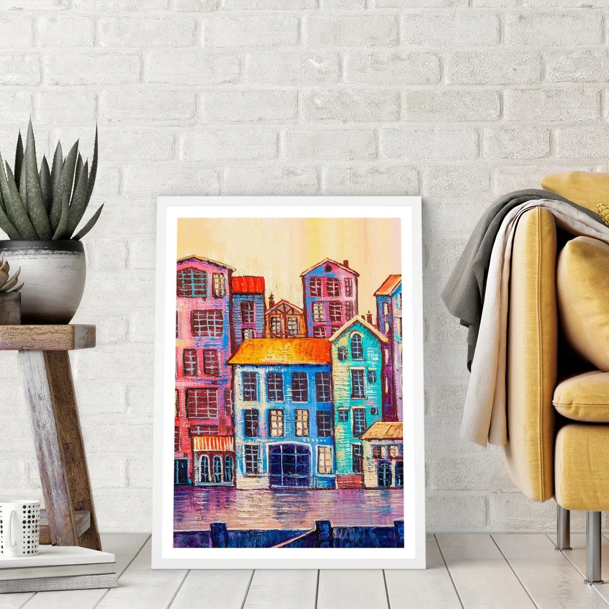 Póster en marco blanco - Una ciudad como un cuento de hadas - 50x70 cm