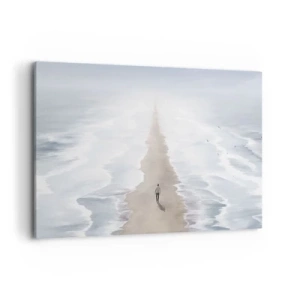Cuadro sobre lienzo - Impresión de Imagen - Una figura en un camino solitario en medio de un vasto paisaje acuático. - 120x80cm - Un futuro brillante - Decoración de pared moderna para salón y dormitorio ARTTOR