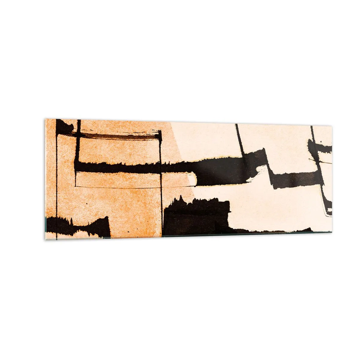 Cuadro sobre vidrio - Impresiones sobre Vidrio - Patrones geométricos en tonos marrones y beige. - 140x50cm - Aun así hay orden - Decoración de pared moderna para salón y dormitorio ARTTOR