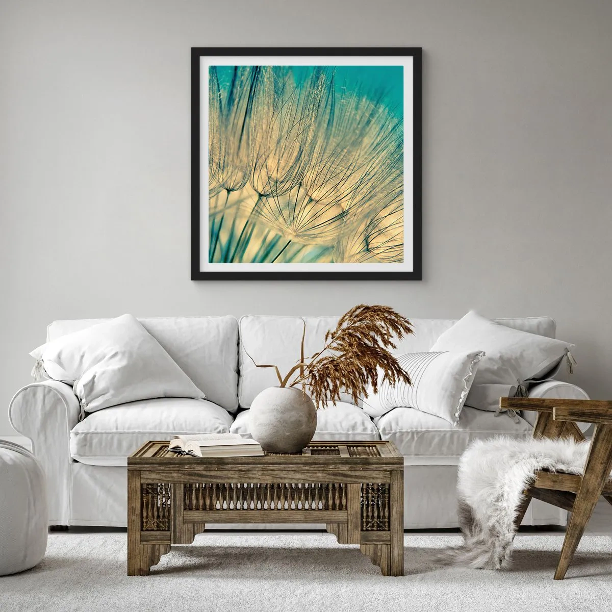Póster en marco negro - Esperando el viento - 30x30 cm