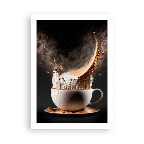 Póster - Una explosión dinámica de café en una taza. - 50x70cm - Una explosión de sabor - Decoración de pared moderna para salón y dormitorio ARTTOR