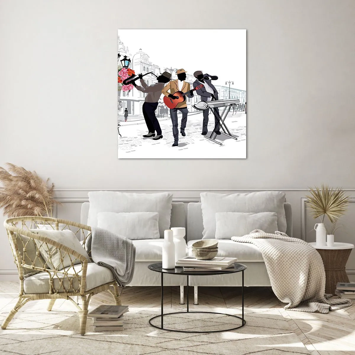 Cuadro sobre vidrio - Impresiones sobre Vidrio - Música de la calle - 70x70 cm