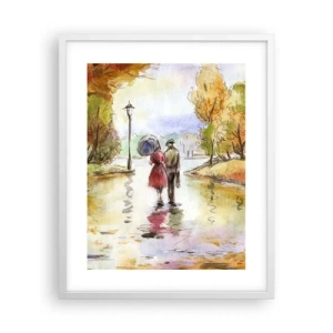 Póster en marco blanco - Un otoño romántico en el parque - 40x50 cm
