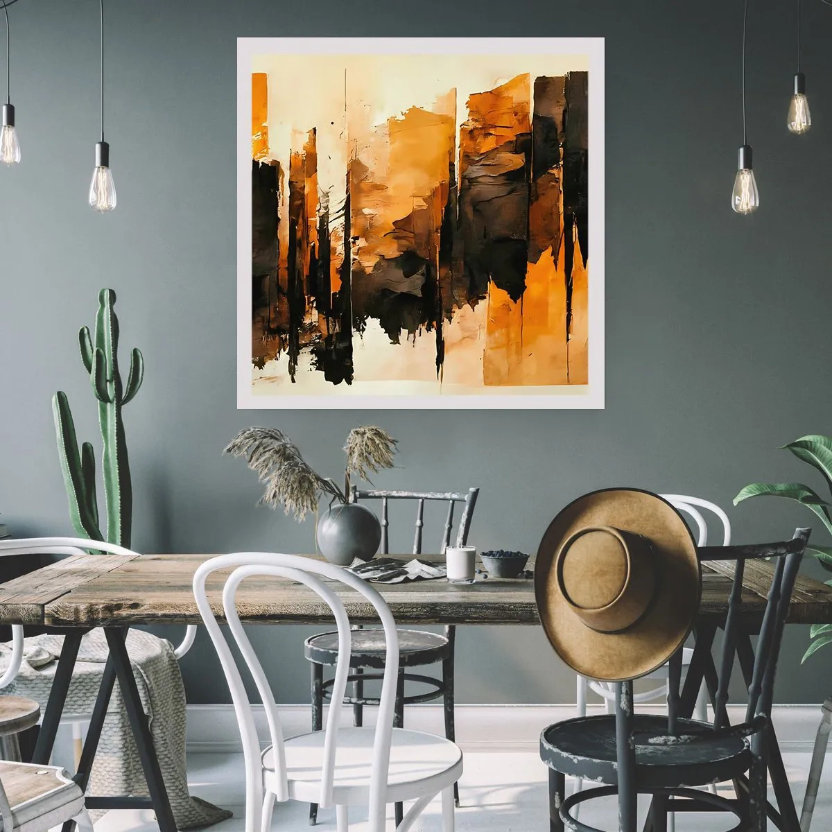 Póster - Armonía de negro y oro - 40x40 cm