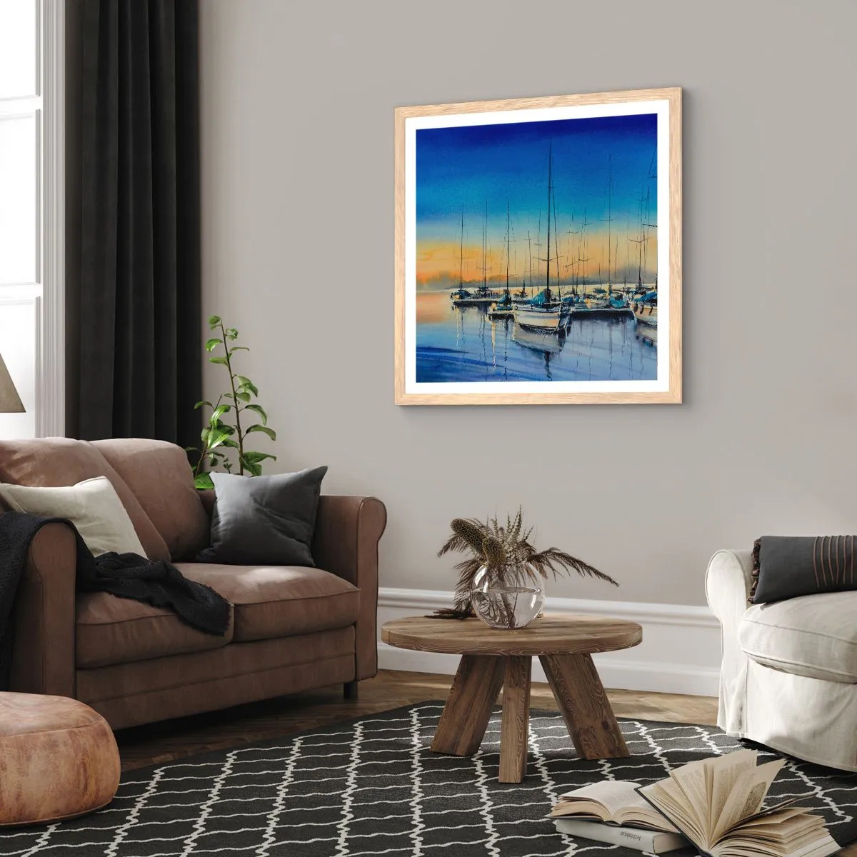 Póster en marco roble claro - El final de un buen día - 60x60 cm