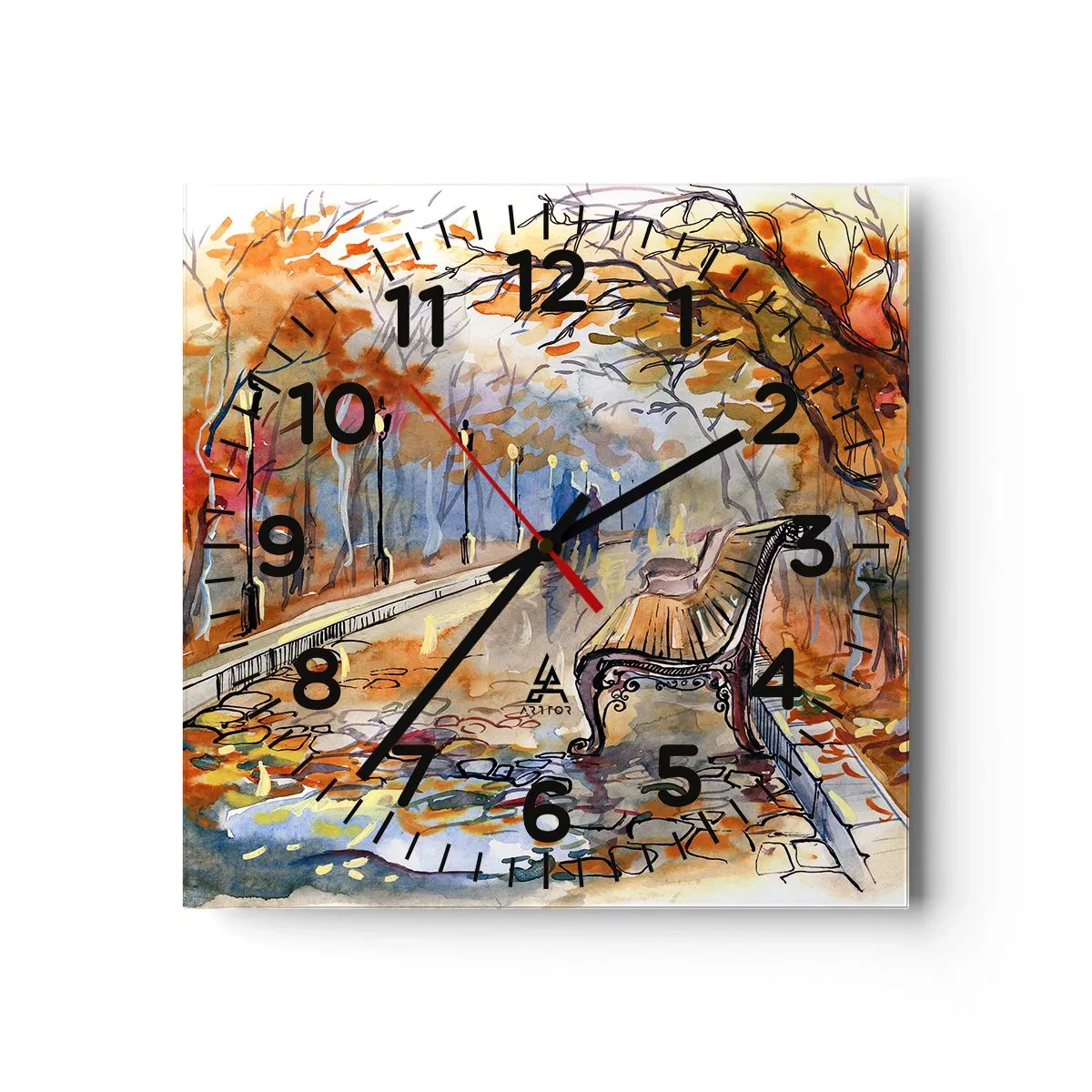 Reloj de pared - Reloj de vidrio - Caminemos juntos hacia el otoño - 30x30 cm